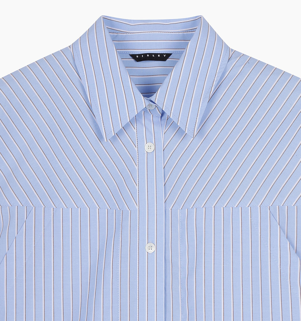 Light blue striped oversized shirt - sisley k shirts - Light Blue | Sisley K image number 3